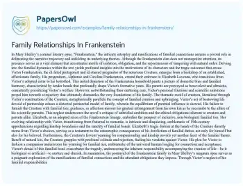 Essay on Family Relationships in Frankenstein