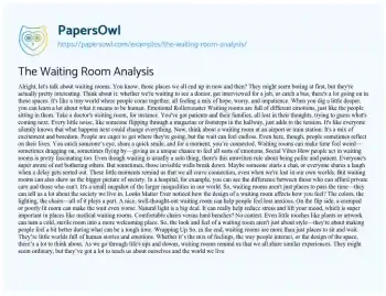 Essay on The Waiting Room Analysis