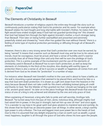 Essay on The Elements of Christianity in Beowulf