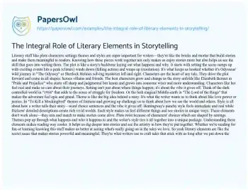 Essay on The Integral Role of Literary Elements in Storytelling