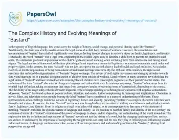 Essay on The Complex History and Evolving Meanings of “Bastard”