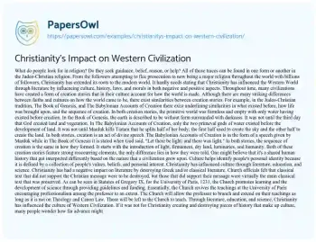 Essay on Christianity’s Impact on Western Civilization