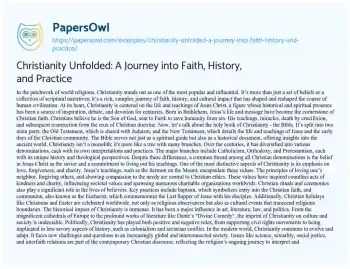 Essay on Christianity Unfolded: a Journey into Faith, History, and Practice