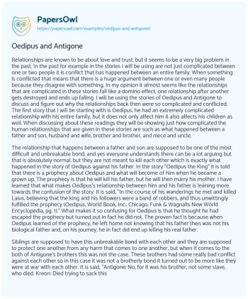 Essay on Oedipus and Antigone