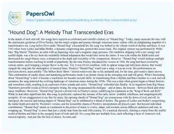 Essay on “Hound Dog”: a Melody that Transcended Eras