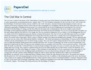 Essay on The Civil War is Central