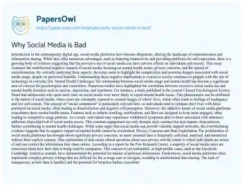 Essay on Why Social Media is Bad