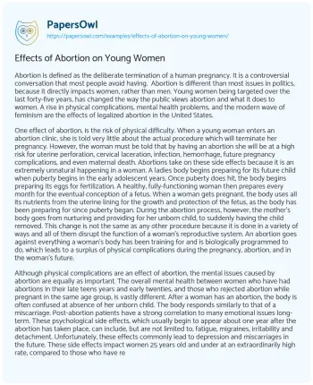 Essay on Effects of Abortion on Young Women