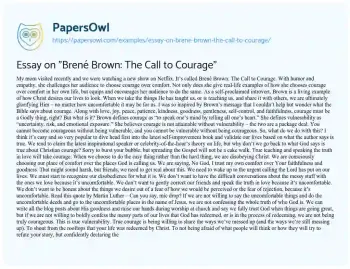 Essay on Essay on “Brené Brown: the Call to Courage”