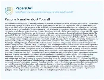 Essay on Personal Narrative about yourself