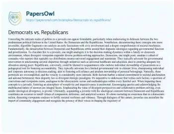 Essay on Democrats Vs. Republicans