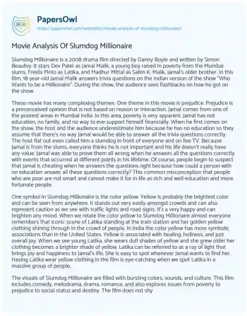 Essay on Movie Analysis of Slumdog Millionaire