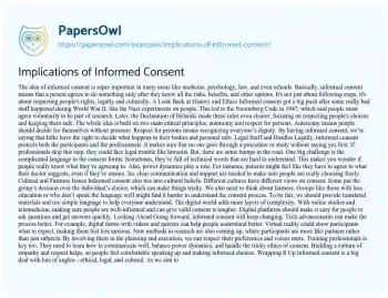 Essay on Implications of Informed Consent