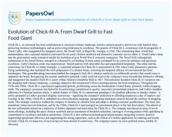 Essay on Evolution of Chick-fil-A: from Dwarf Grill to Fast Food Giant