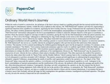 Essay on Ordinary World Hero’s Journey