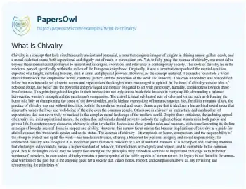 Essay on What is Chivalry