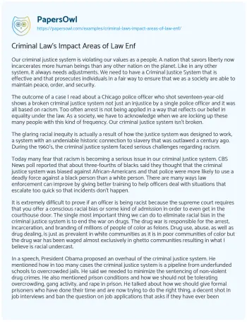 Essay on Criminal Law’s Impact Areas of Law Enf