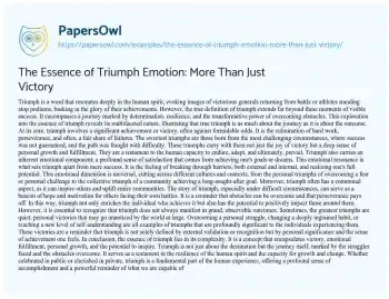 Essay on The Essence of Triumph Emotion: more than Just Victory