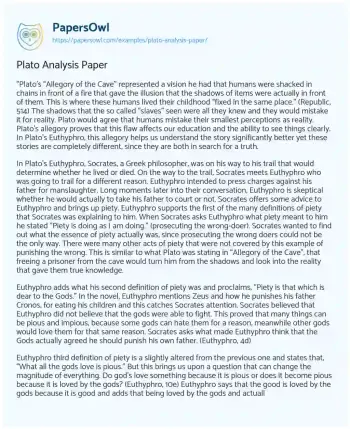 Essay on Plato Analysis Paper