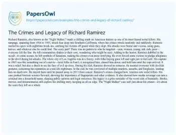 Essay on The Crimes and Legacy of Richard Ramirez