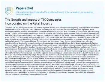 Essay on The Growth and Impact of TJX Companies Incorporated on the Retail Industry