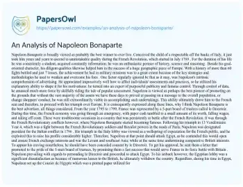 Essay on An Analysis of Napoleon Bonaparte