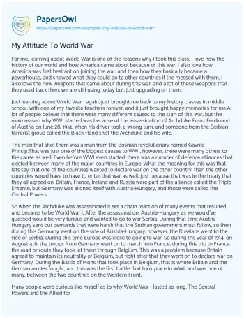 Essay on My Attitude to World War