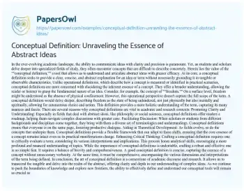 Essay on Conceptual Definition: Unraveling the Essence of Abstract Ideas