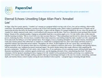 Essay on Eternal Echoes: Unveiling Edgar Allan Poe’s ‘Annabel Lee’