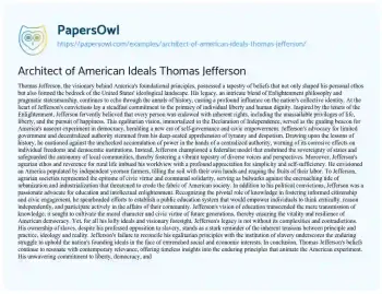 Essay on Architect of American Ideals Thomas Jefferson