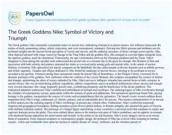 Essay on The Greek Goddess Nike: Symbol of Victory and Triumph