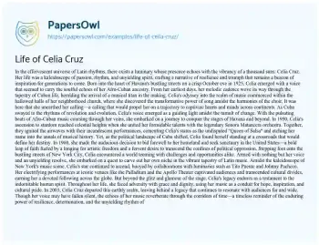 Essay on Life of Celia Cruz