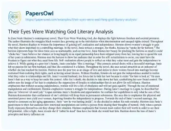 Essay on Their Eyes were Watching God Literary Analysis