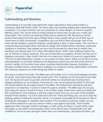 Essay on Cyberbullying and Business