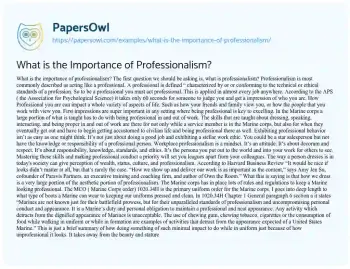 Essay on What is the Importance of Professionalism?