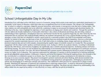 Essay on School Unforgettable Day in my Life