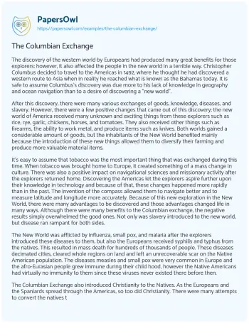 Essay on The Columbian Exchange