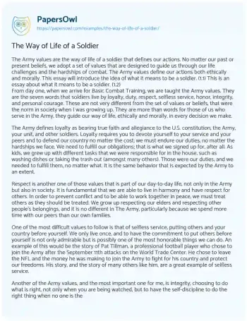 Essay on The Way of Life of a Soldier