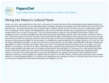 Essay on Diving into Mexico’s Cultural Fiesta