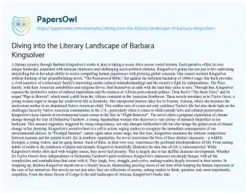 Essay on Diving into the Literary Landscape of Barbara Kingsolver