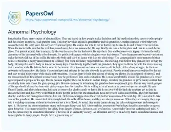 Essay on Abnormal Psychology