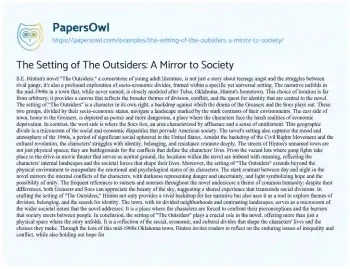 Essay on The Setting of the Outsiders: a Mirror to Society