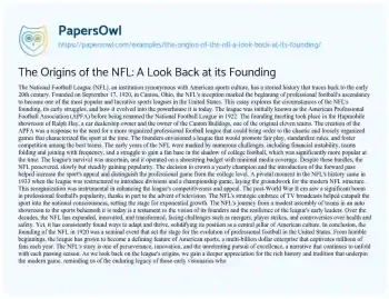 Essay on The Origins of the NFL: a Look Back at its Founding