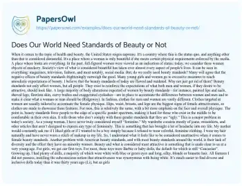 Essay on Does our World Need Standards of Beauty or not