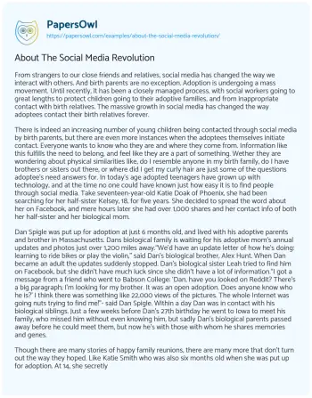 Essay on About the Social Media Revolution