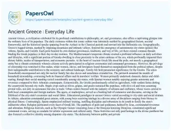 Essay on Ancient Greece : Everyday Life