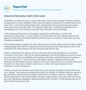 Essay on The Inhumanity of Child Labor: a Call for Action