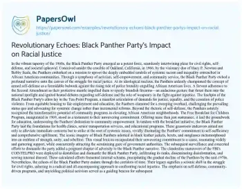 Essay on Revolutionary Echoes: Black Panther Party’s Impact on Racial Justice