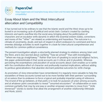 Essay on Essay about Islam and the West Intercultural Altercation and Compatibility