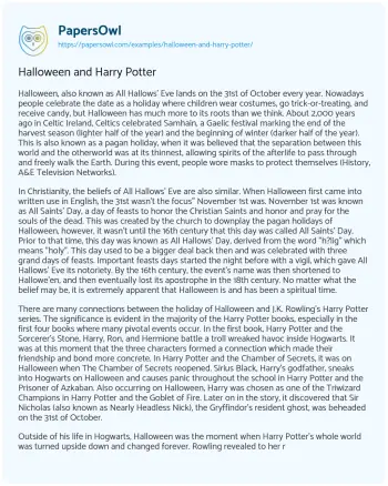 Essay on Halloween and Harry Potter